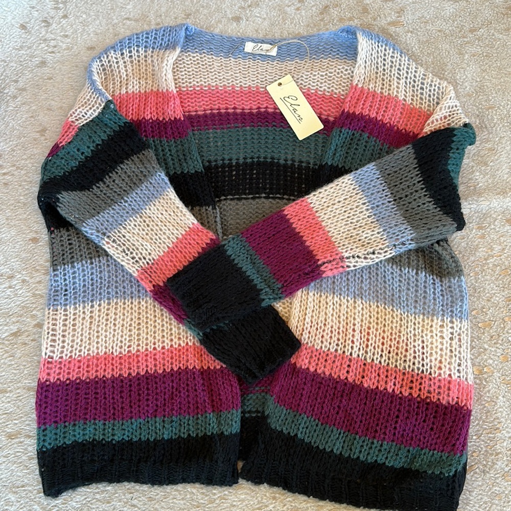 Elan striped cardigan NWT